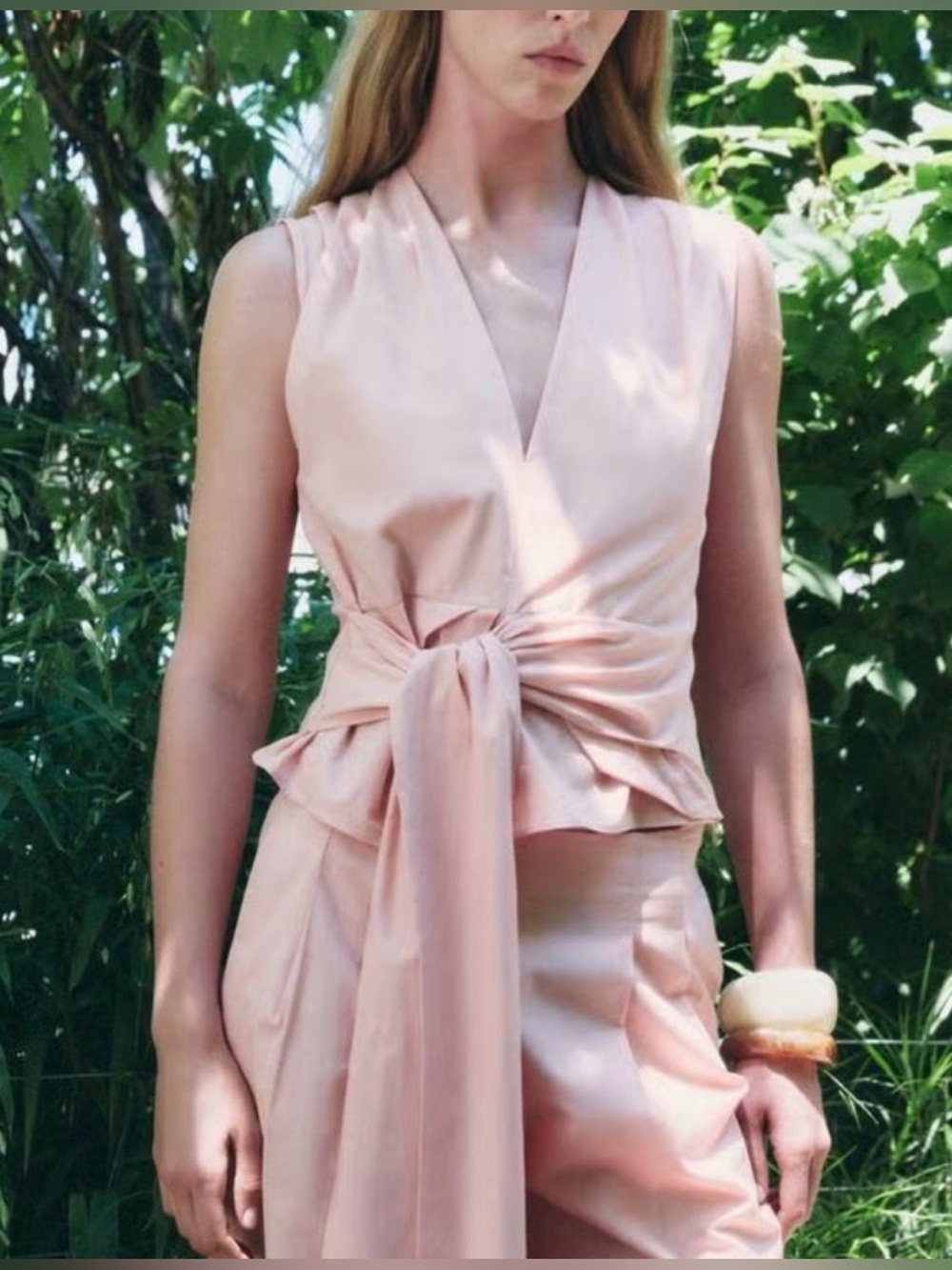 Zara Blush Wrap tank with Waist Tie